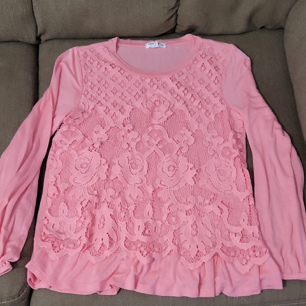 Eyeshadow Kids Blouse in Soft Pink Lace